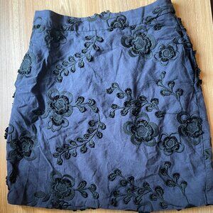 Banana Republic dark blue/black floral mini skirt